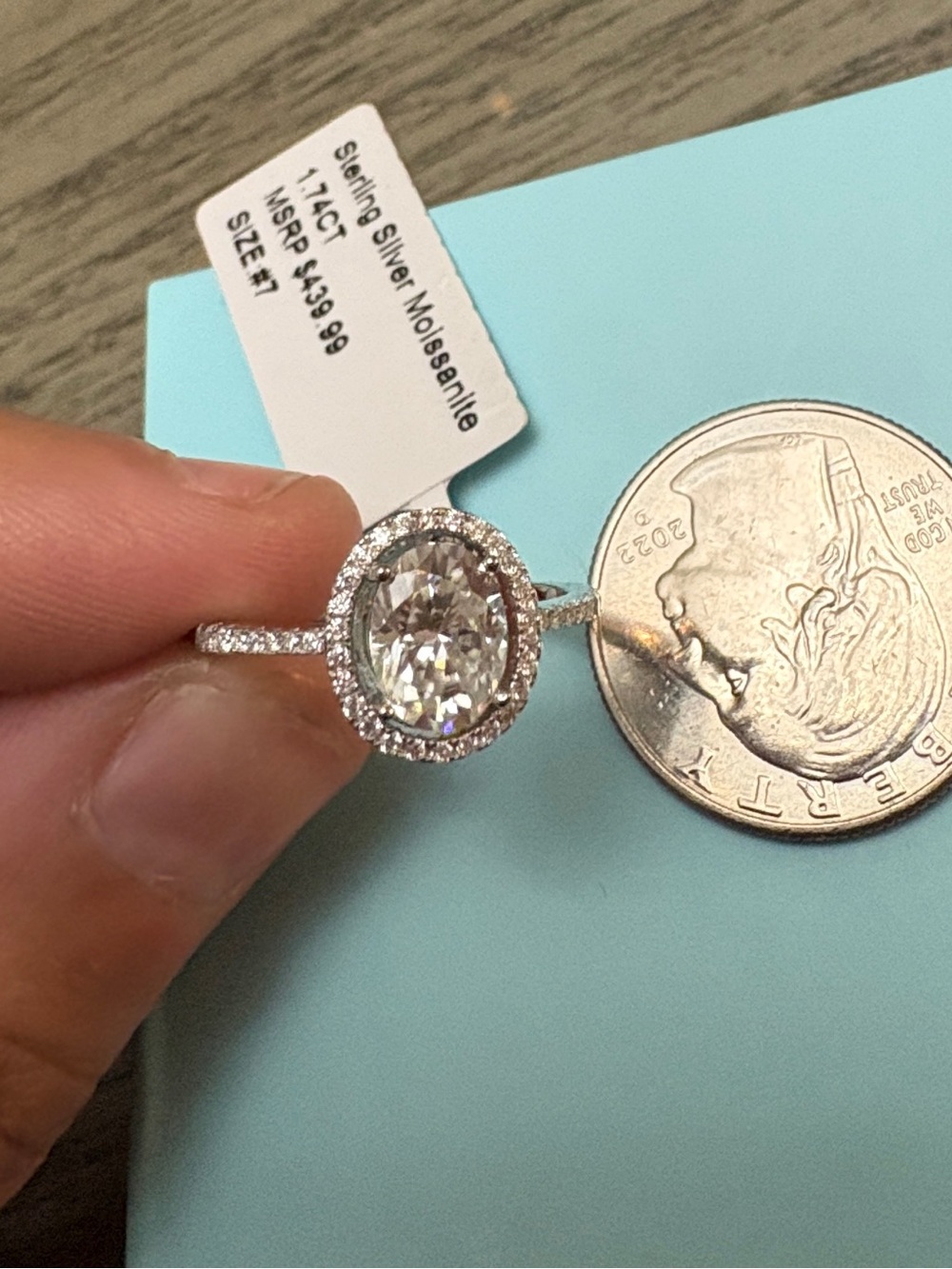 sterling silver moissanite halo ring size #7 - Picture 6 of 6
